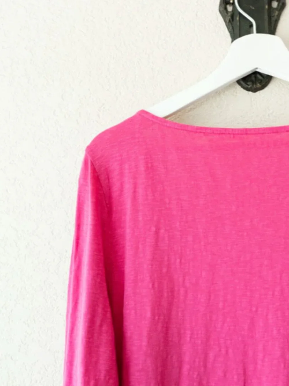 Talbots Pink Tassel Top XL Eyelet Hem Boho Cotton Tunic 3/4 Sleeve Peasant - Picture 10 of 13